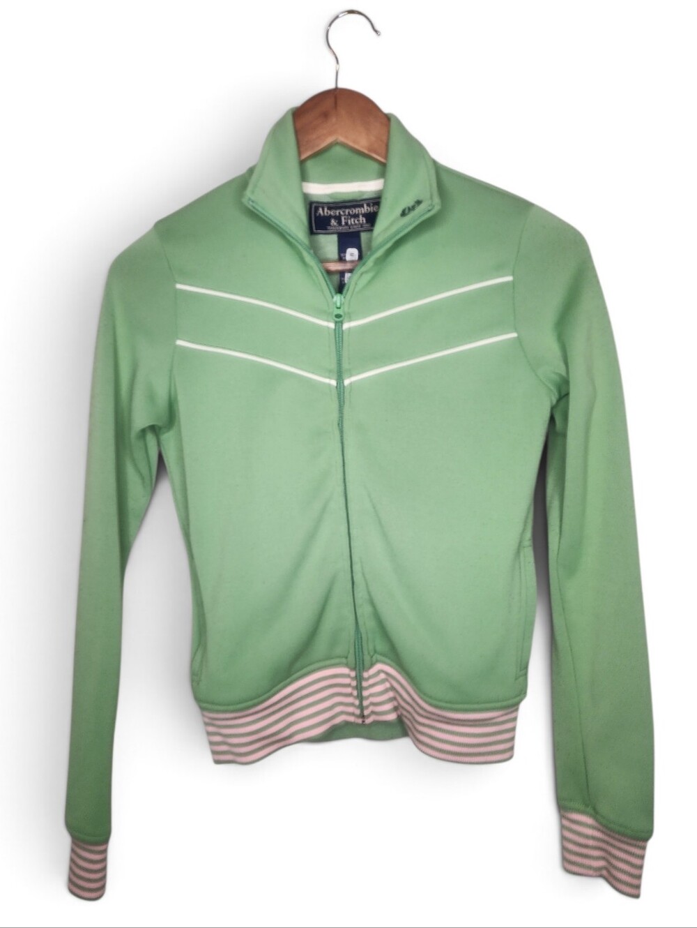 Vintage Abercrombie & Fitch 90s Y2K Mint Green Track Jacket Size XS
